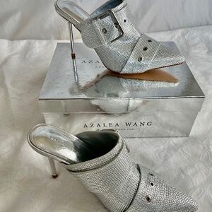 Azalea Wang Rhinestone Buckle Strap Mule Pump